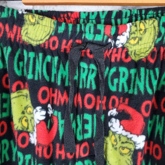 Dr Seuss Merry Grinchmas Fleecy Lounge PJ Pants Black Red Green Size Medium - Picture 3 of 9